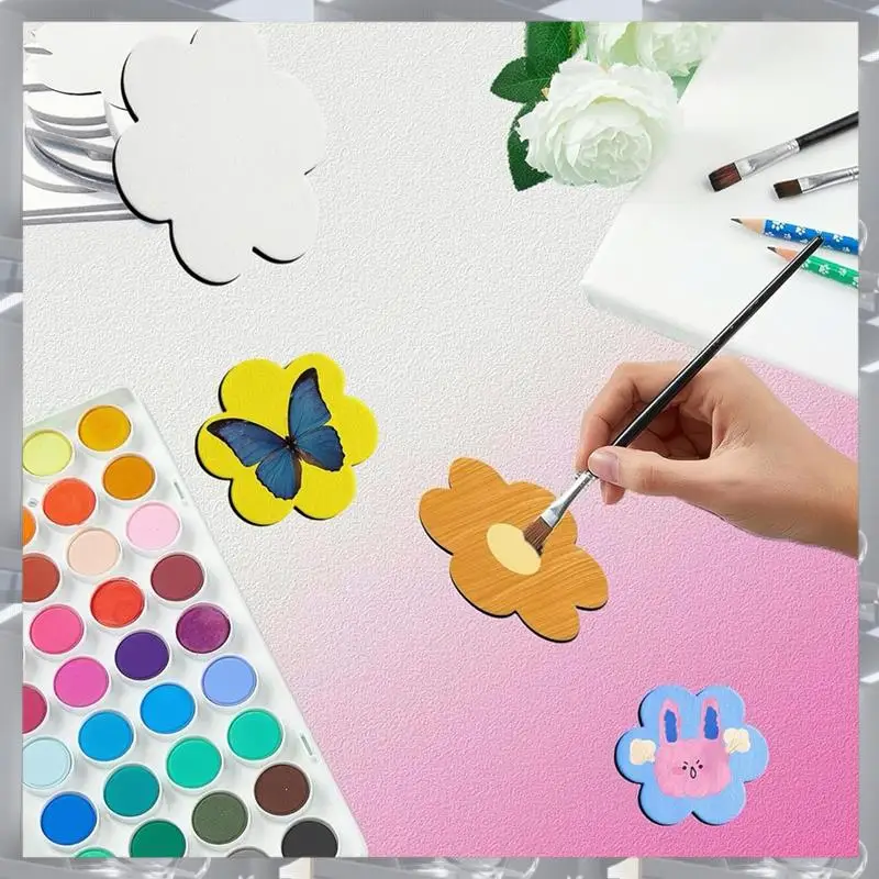 Hot Selling-15Pcs Canvasboards Forpainting Magnetic Canvases Boards DIY Decorative Magnets Painting Crafts Gifts(3In,Flower Shap