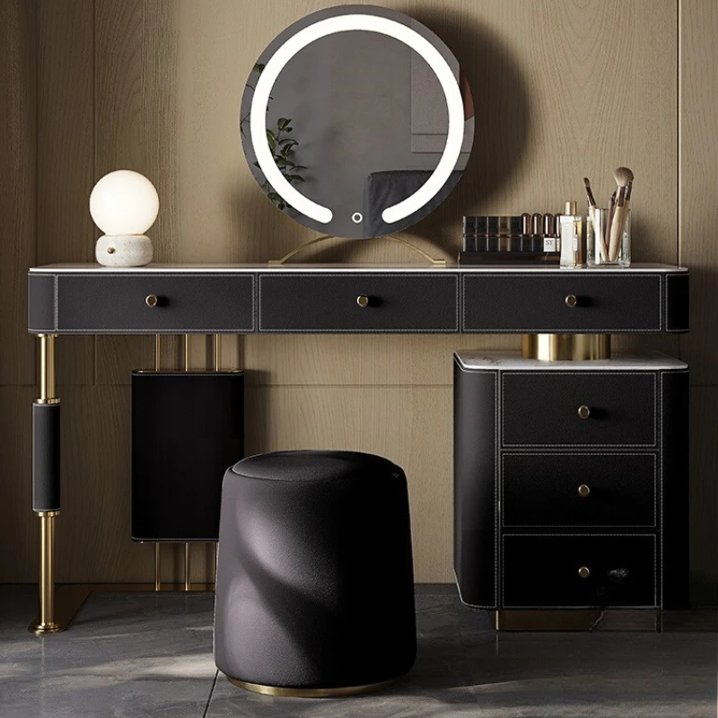 

Luxury Women Dressing Table Mirror Stool Black Design Dressing Table Classic European Coiffeuse De Chambre Home Furniture