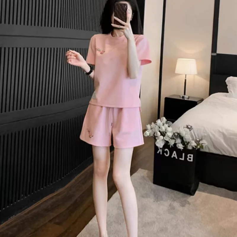 Female Shorts Casual Clothing Trend 2024 Two-piece Women's Short Sets 2 Pieces Outfit Cheap And Korean Style Offers Trends Kit