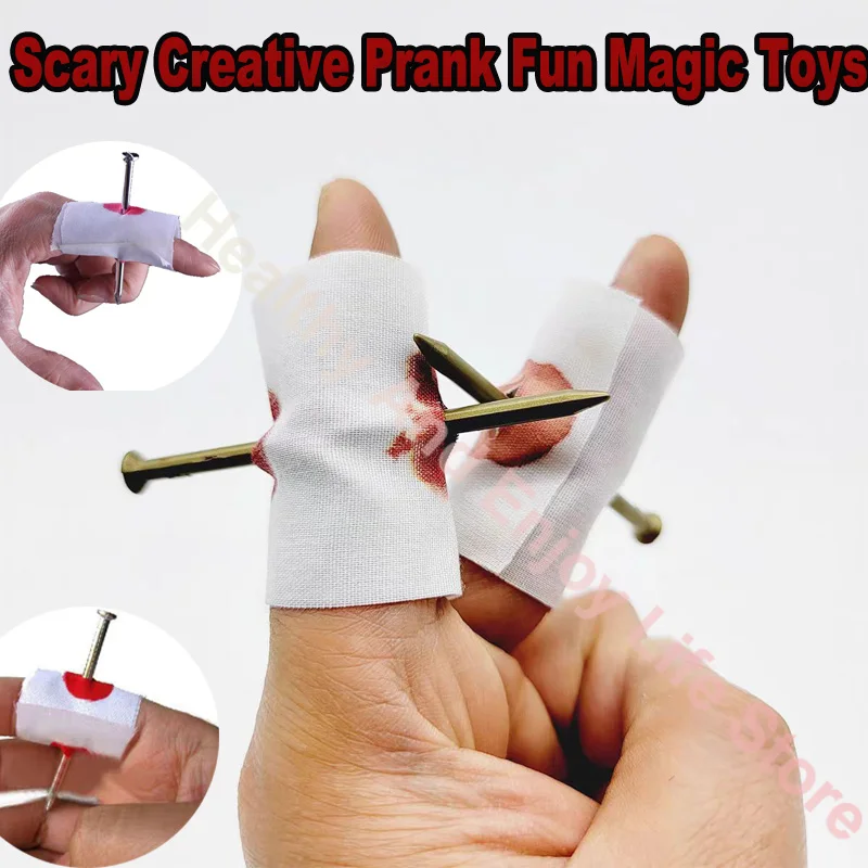 Magic Finger Piercing Secret Room Props Finger Piercing Christmas Scary Creative Trick Fun Horror Toys Mischief Birthday Gifts