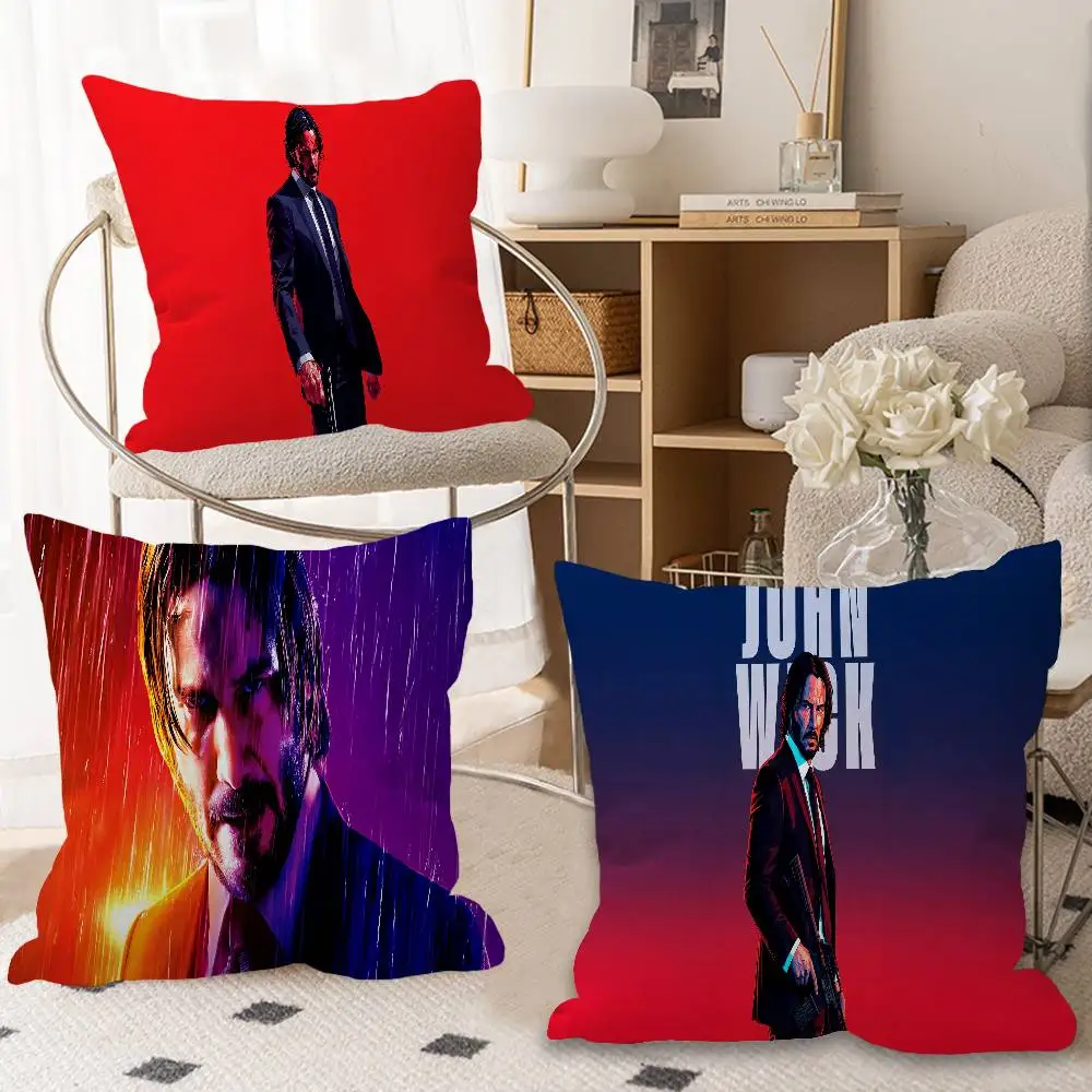 Action Movie J-John W-Wick Cushion Cover Car Throw Pillow Case For Sofa Car Christmas Gift 40x40cm 45x45cm