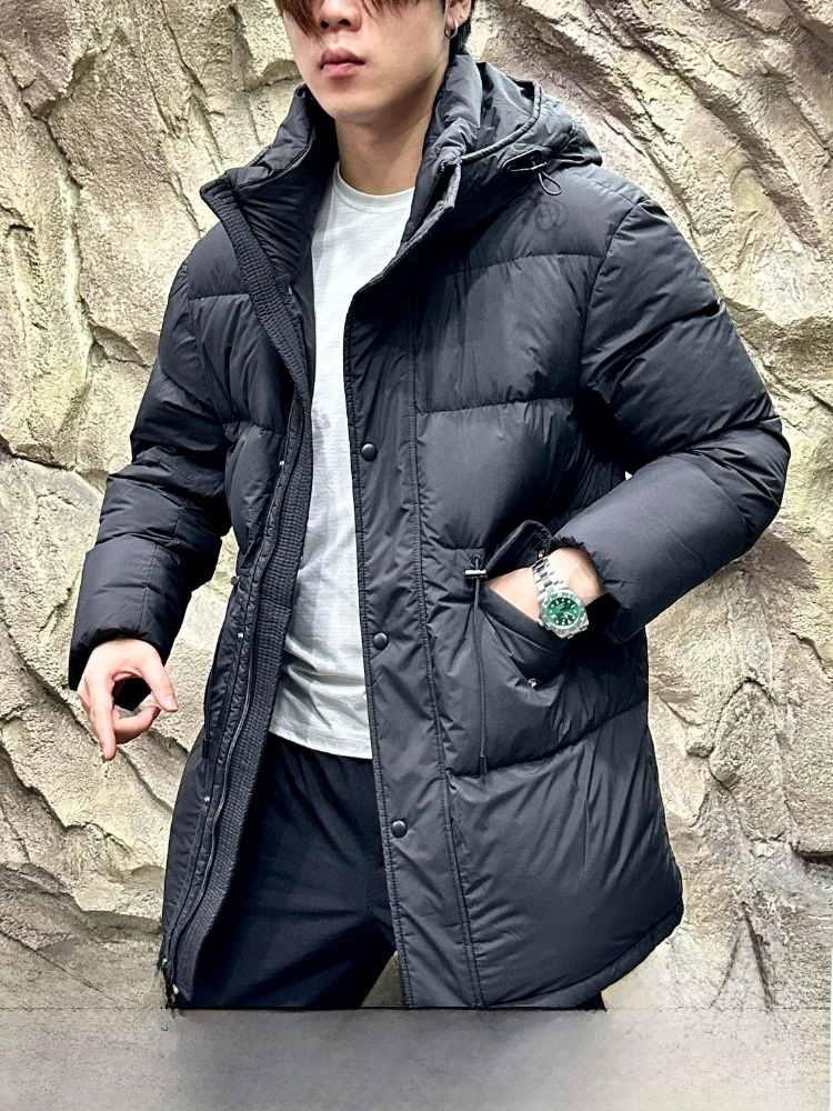 

Men's Winter Thiened 90 down Jaet Coat Long Sve Zipper Closure Outdoor Sle Warm Regular Fit Mid-Length Coat