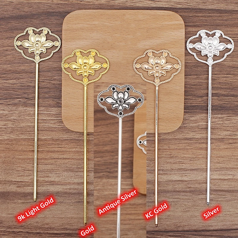 BoYuTe Alloy Flower Hair Stick Hairpins Ancient Chinese Style Hanfu Clothing Accessories Diy Handmade Materials
