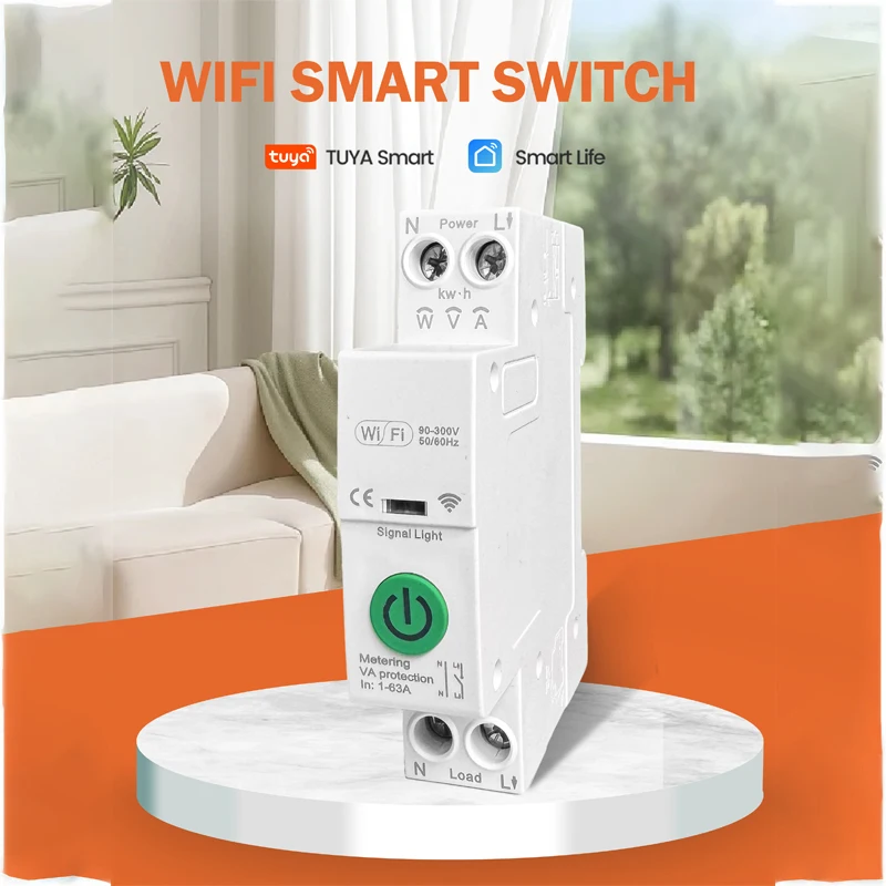 

Tuya Wi-Fi Din-рейка умный автоматический выключатель реле защита от пониженного напряжения измерение в реальном времени для Google Home Alexa