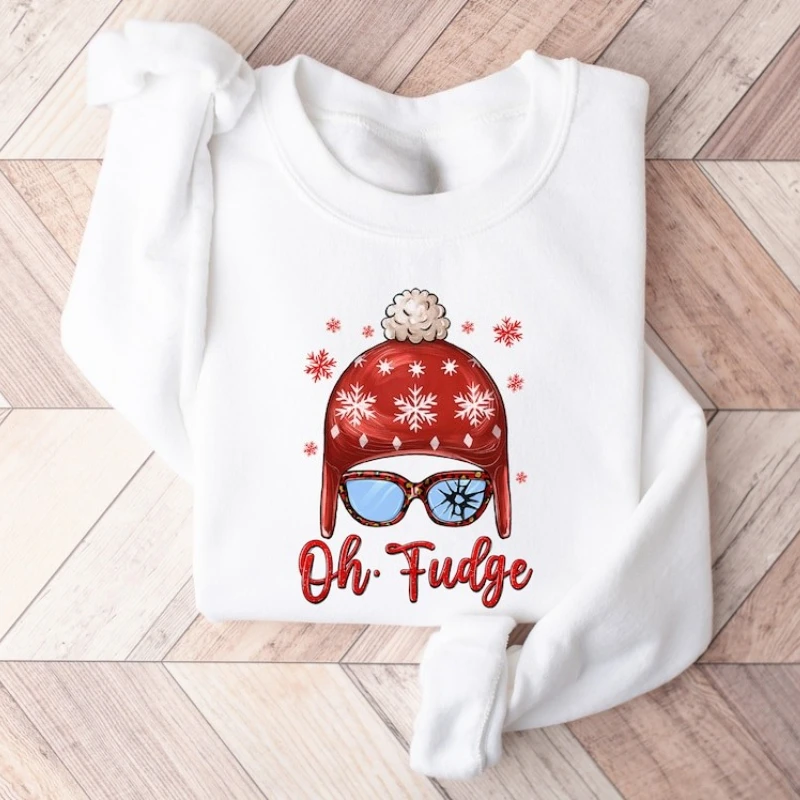 سويت شيرت Oh Fudge مضحك لعطلة عيد الميلاد سترة بقلنسوة - سترة شتوية - هدايا عيد الميلاد أزياء الخريف والشتاء هوديي