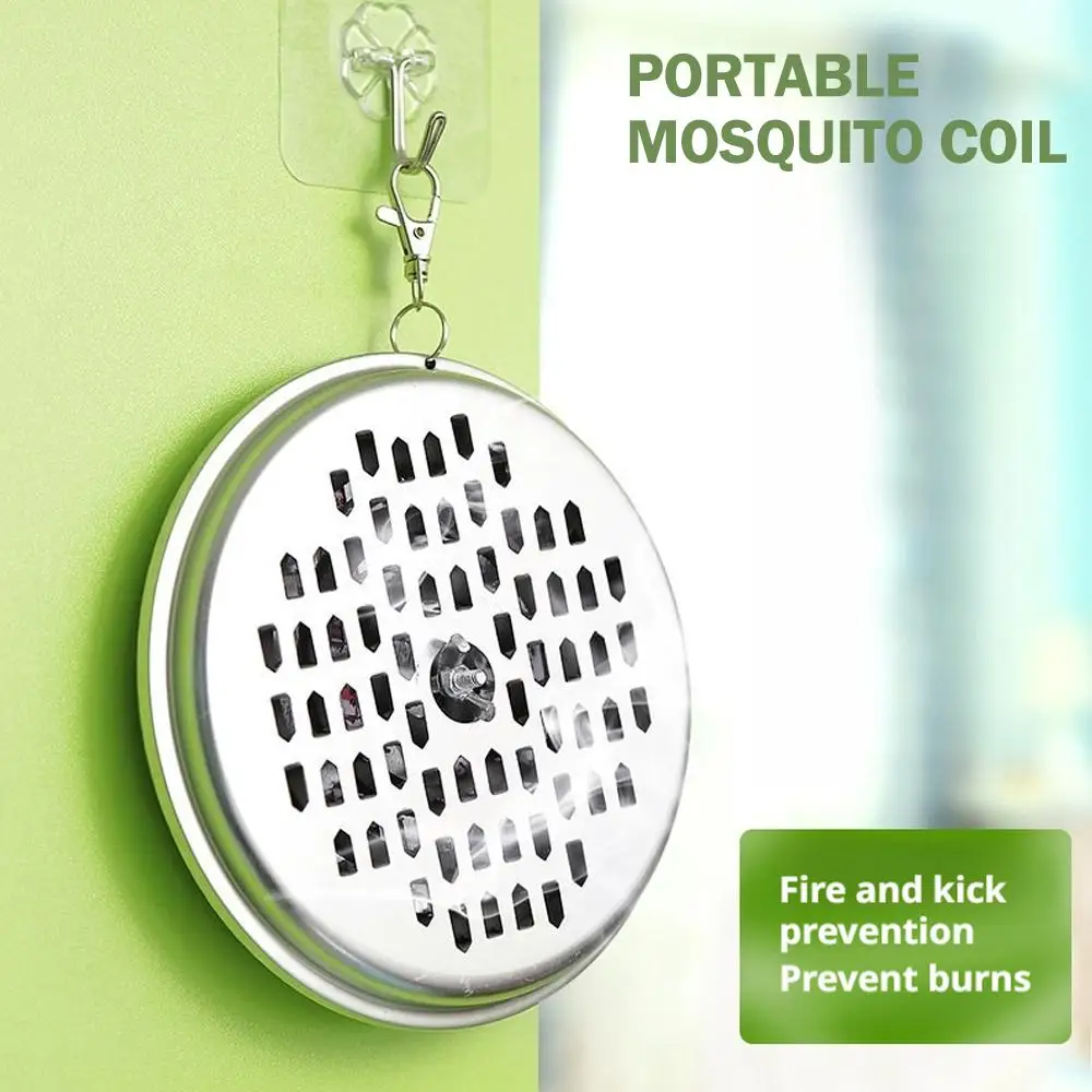 Mosquito Coils Holder Stainless Steel Mosquito Coil Box with Cover Round Mosquito Coil Tray Easy To Clean Anti-Mosquito Supplies