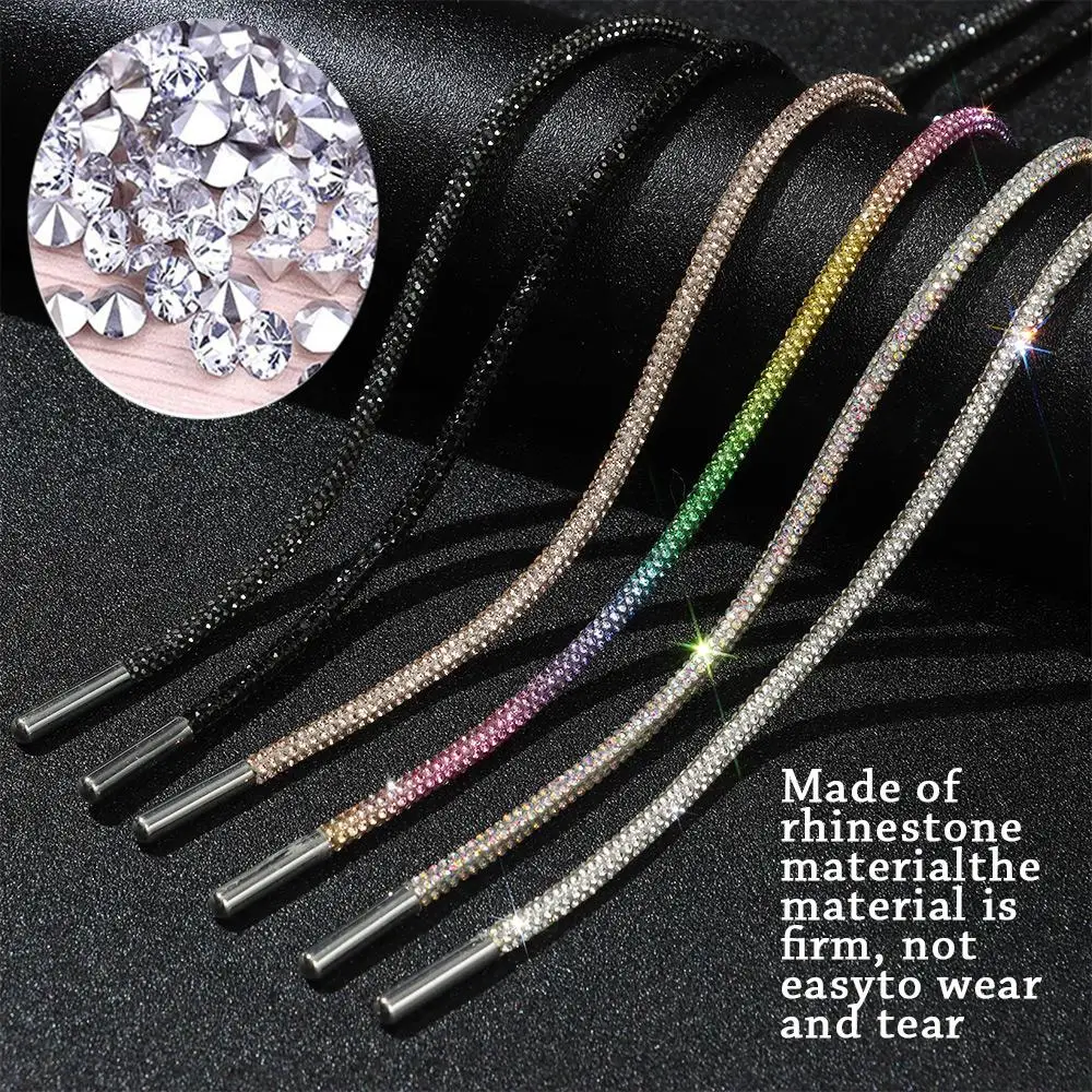 1PC Luxury Rhinestone Shoelaces Rainbow Diamond Shoe laces Sneakers Laces Shoes Round Shoelace 100/120/140/160CM  DIY Strings