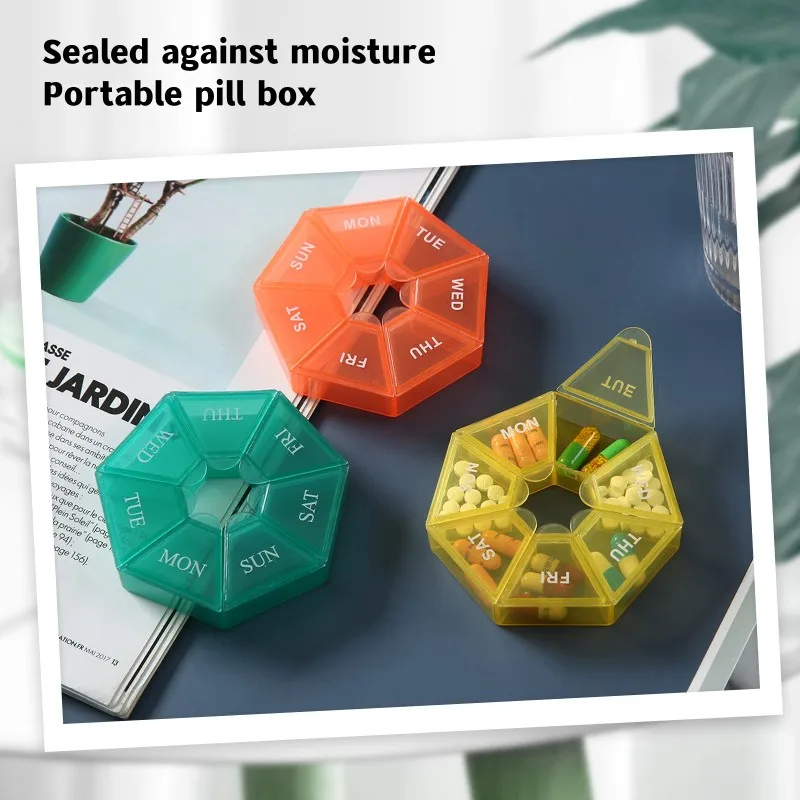 1pcs Mini Small Portable Travel Pill Dispenser Box Cases Container Organizer Storage Tablets 7 Days Grids Medicine Multifunction