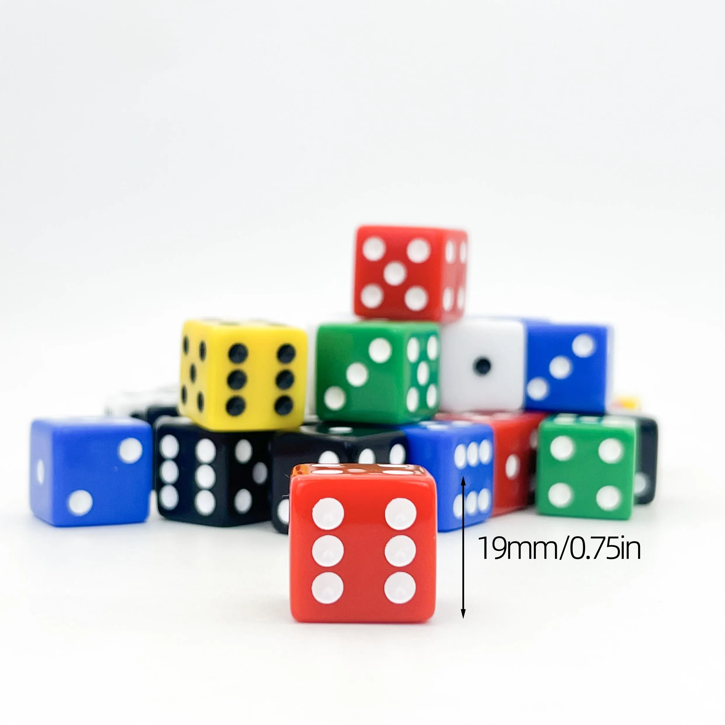 19 مللي متر أكريليك 6 جانب D6 زاوية مربعة نرد ملون غير شفاف لعبة الطاولة هدية حفلة #2
