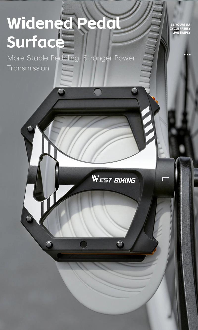 WEST BIKING Flache Fahrradpedale mit doppelten DU-Dichtungslagern, Nylon, ultraleicht, rutschfest, reflektierend, für MTB und Rennräder – Detail 8