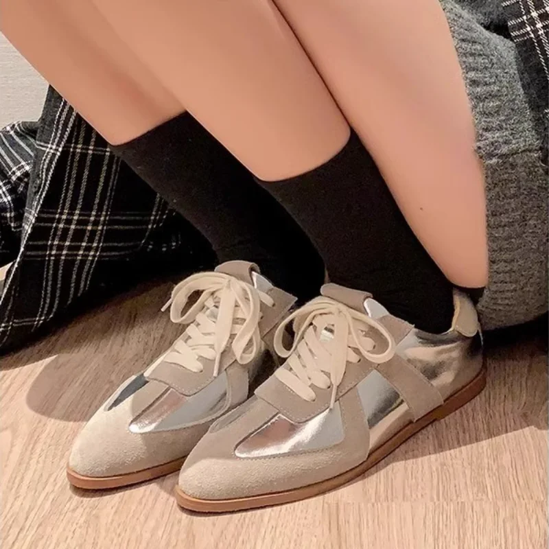 

Retro Women's Shoes Exquisite Pointed Tip Casual Shoes for Woman Fashion Lace Flat Bottom Sneakers Designer Shoes Zapatos Mujer