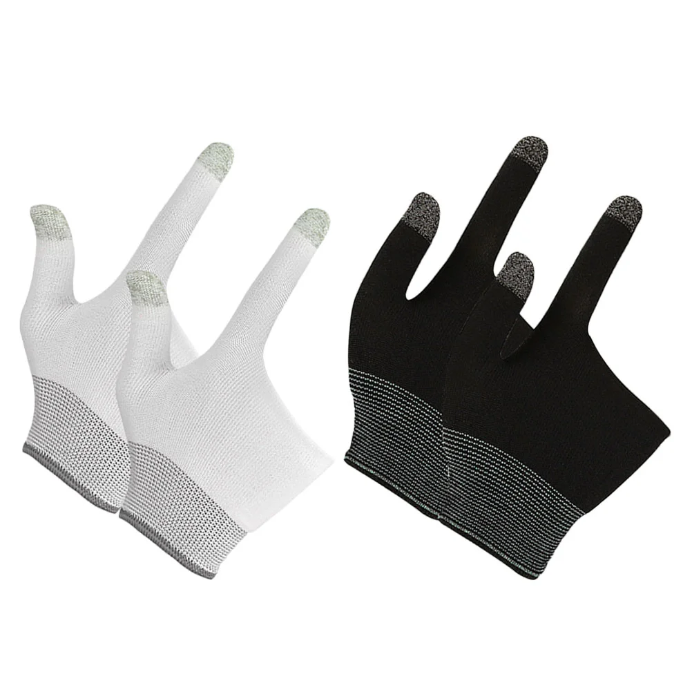 2 Pairs Game Gloves Comfort Gaming Finger Thumb Sleeves Mobile Touchscreen Pool Billiards Gamer Compression