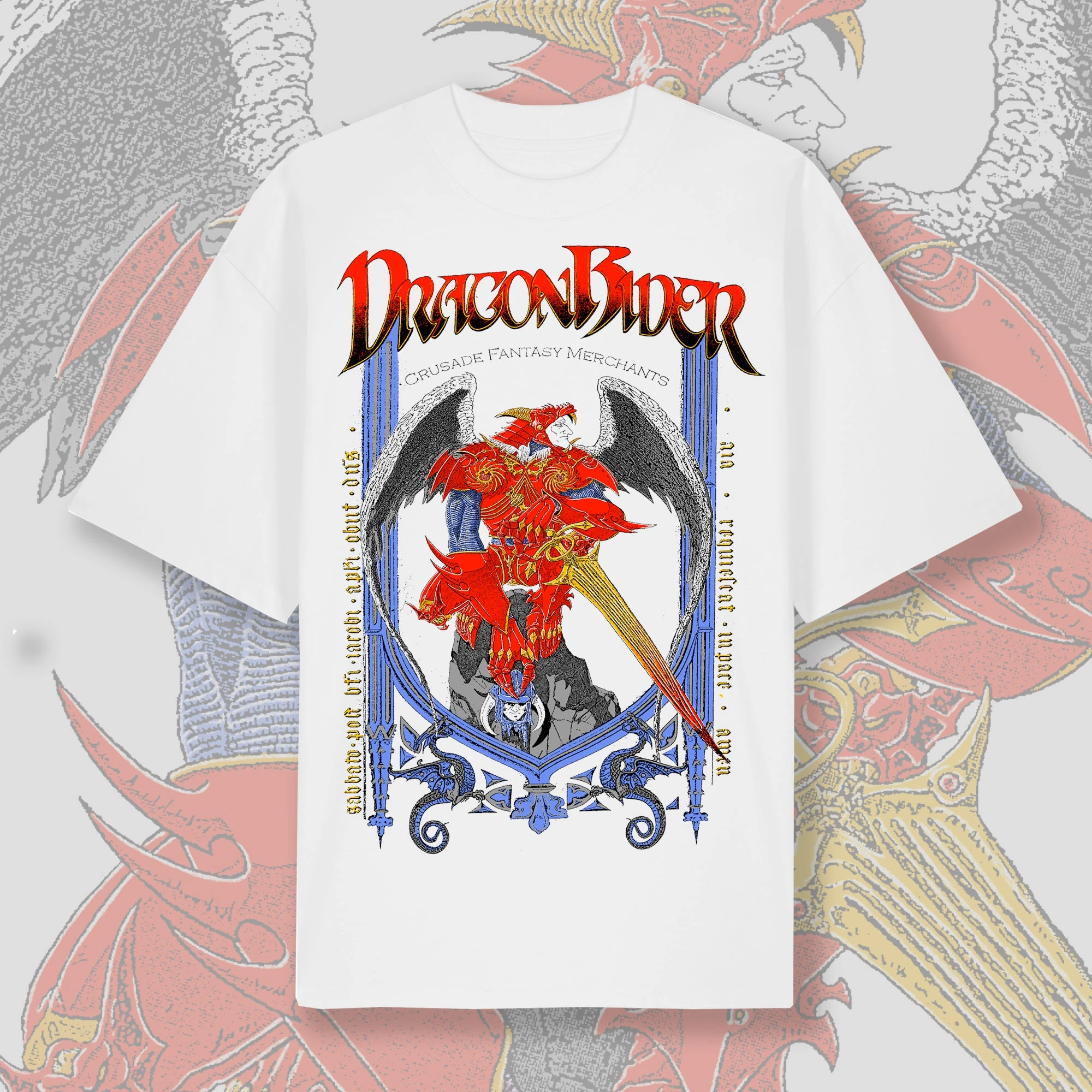 Camiseta gráfica de fantasía Dragon Rider Crusade para hombre y mujer, camiseta informal de algodón con estampado de caballero retro, ropa de calle de manga corta para fanáticos