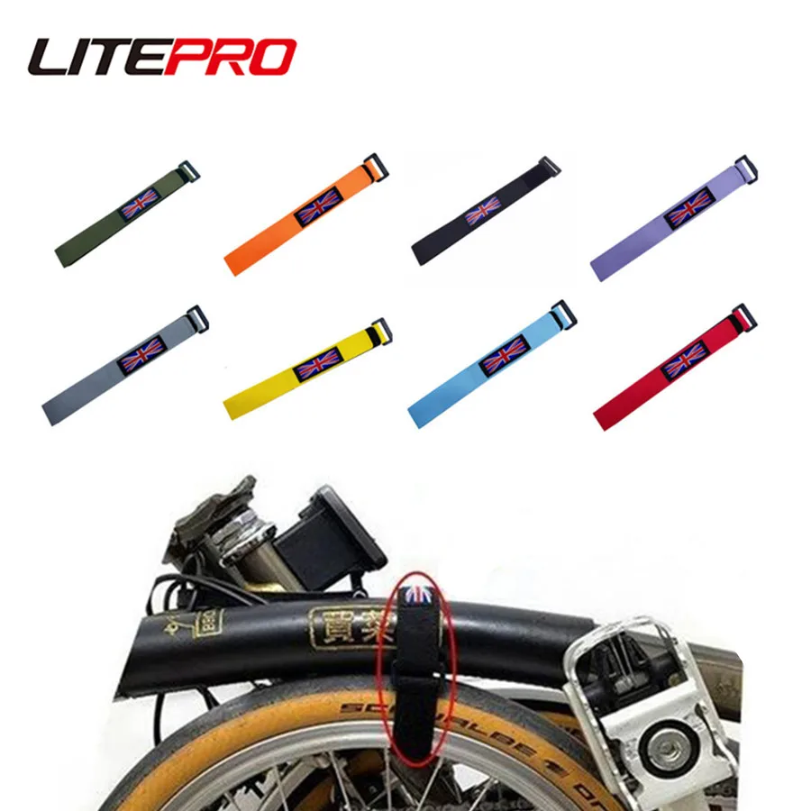 Litepro 16 inch Folding Frame Fixed Strap Frame Self-sticker Rope 40cm British Flag Pattern Anti-Scatter Belt For brompton Bike