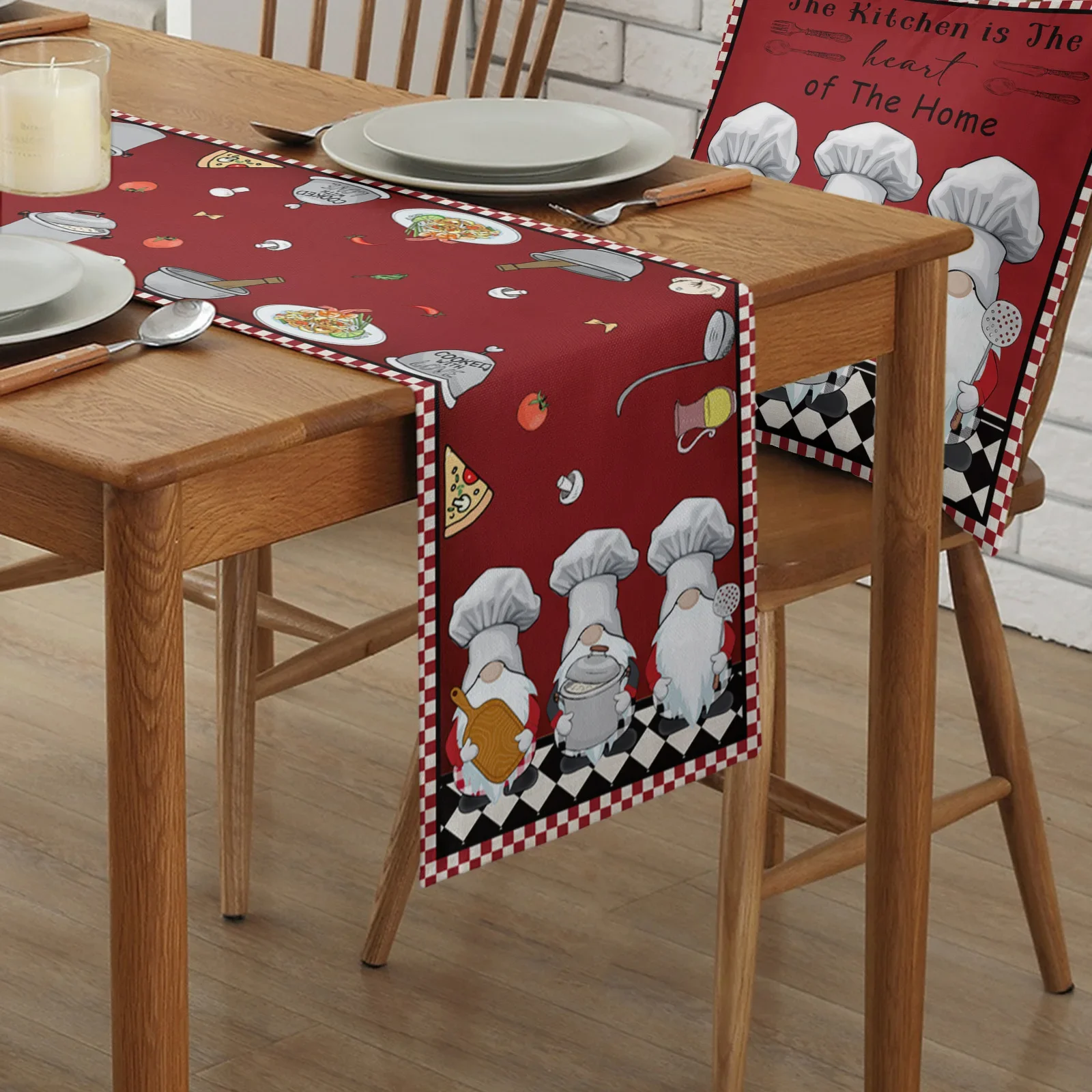 Kitchen Chef Midget Linen Table Runners Kitchen Table Decoration Accessories Dining Table Runner Wedding Party Supplies