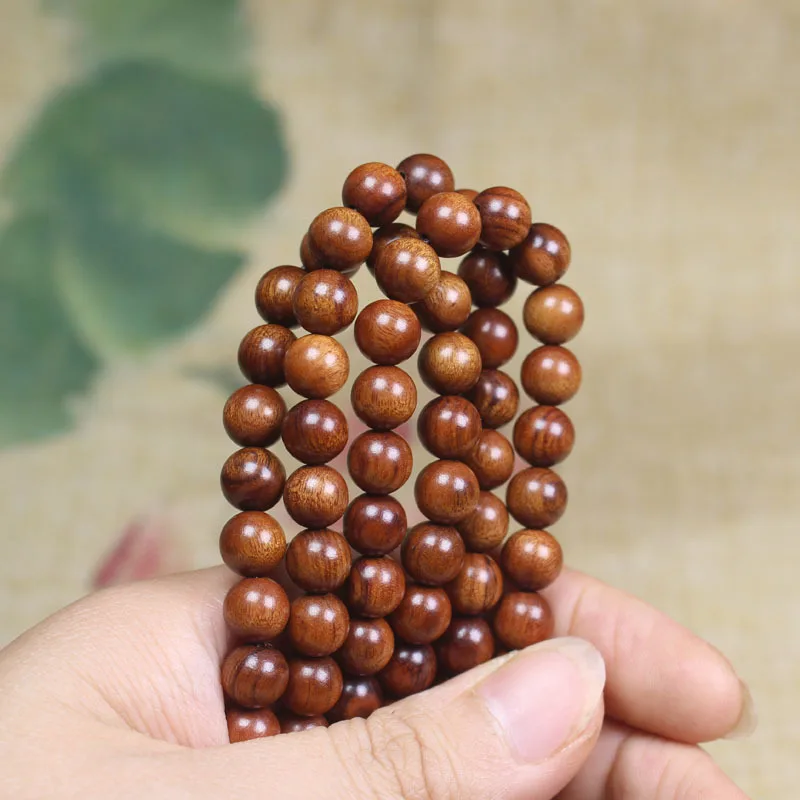 Indonesia Big Leaf Huanghuali Wood Buddha Beads8mmBracelet Purple Oil Pear Men and Women Bracelet Popular Crafts Ornament Factor