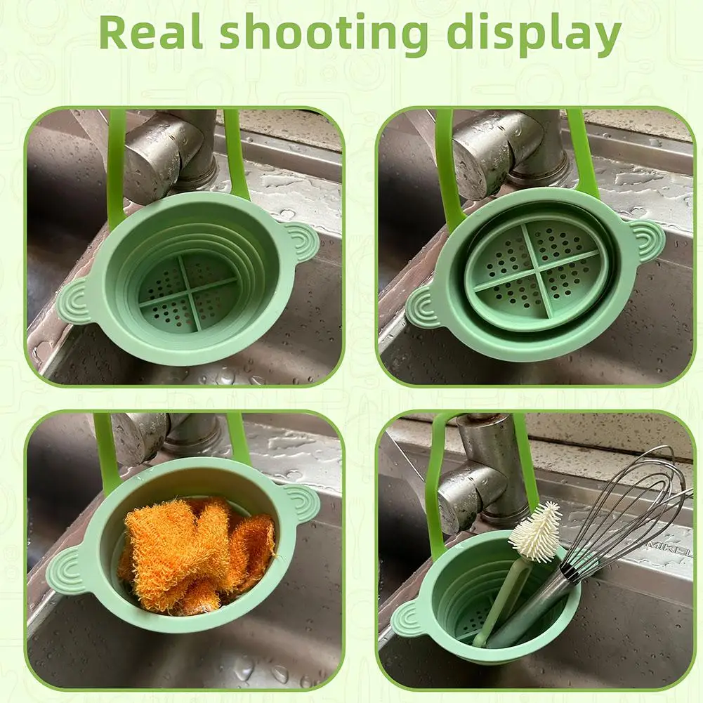 الإبداعية بالوعة معلقة استنزاف سلة المنزلية طوي المطبخ الغذاء بقايا تصفية قابل للتعديل استنزاف رف حامل إسفنجة الصابون