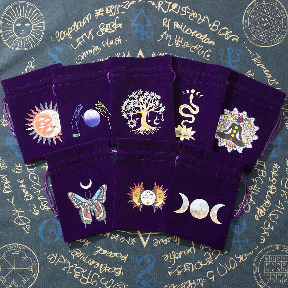 Color Tarot Card Velvet Storage Bag Tarot Dice Organizer Drawstring Holder Bag Jewelry Pouch for Tarot Enthusiasts Hand Gift Bag