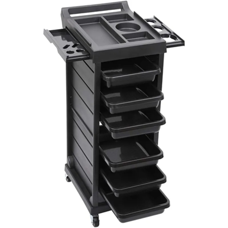 Salon Trolley Stylist Cart with 6 Drawers 4 Rolling Wheels, Beauty Storage Organizer, Barber Station Hair Styling Cabinet