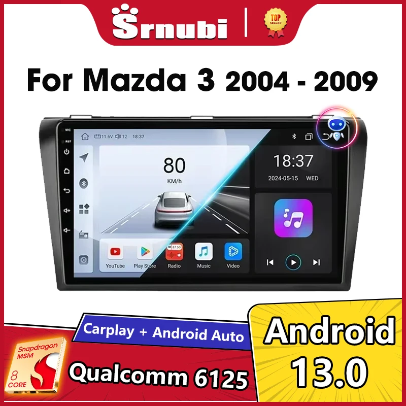 Srnubi Android 13 Carplay for Mazda 3 2004 2005 2006 2007 2008 2009 Car Radio with BOSE Multimedia Player 2 Din Stereo GPS DVD