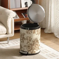 14L Trash Can Pedal Stainless Steel Kitchen Trash Bin Bedroom Large Capacity Litter Bins Toilet Luxury Garbage Can with Lid