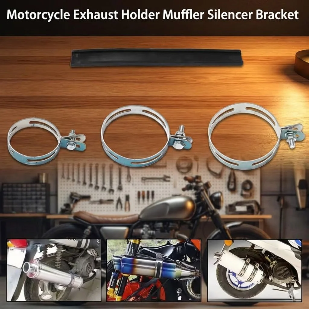 Universelle Motorrad-Auspuffklemme - 60mm/88mm/110mm Verstellbarer Schalldämpfer-Halterungsring für Auspuffrohrmontage