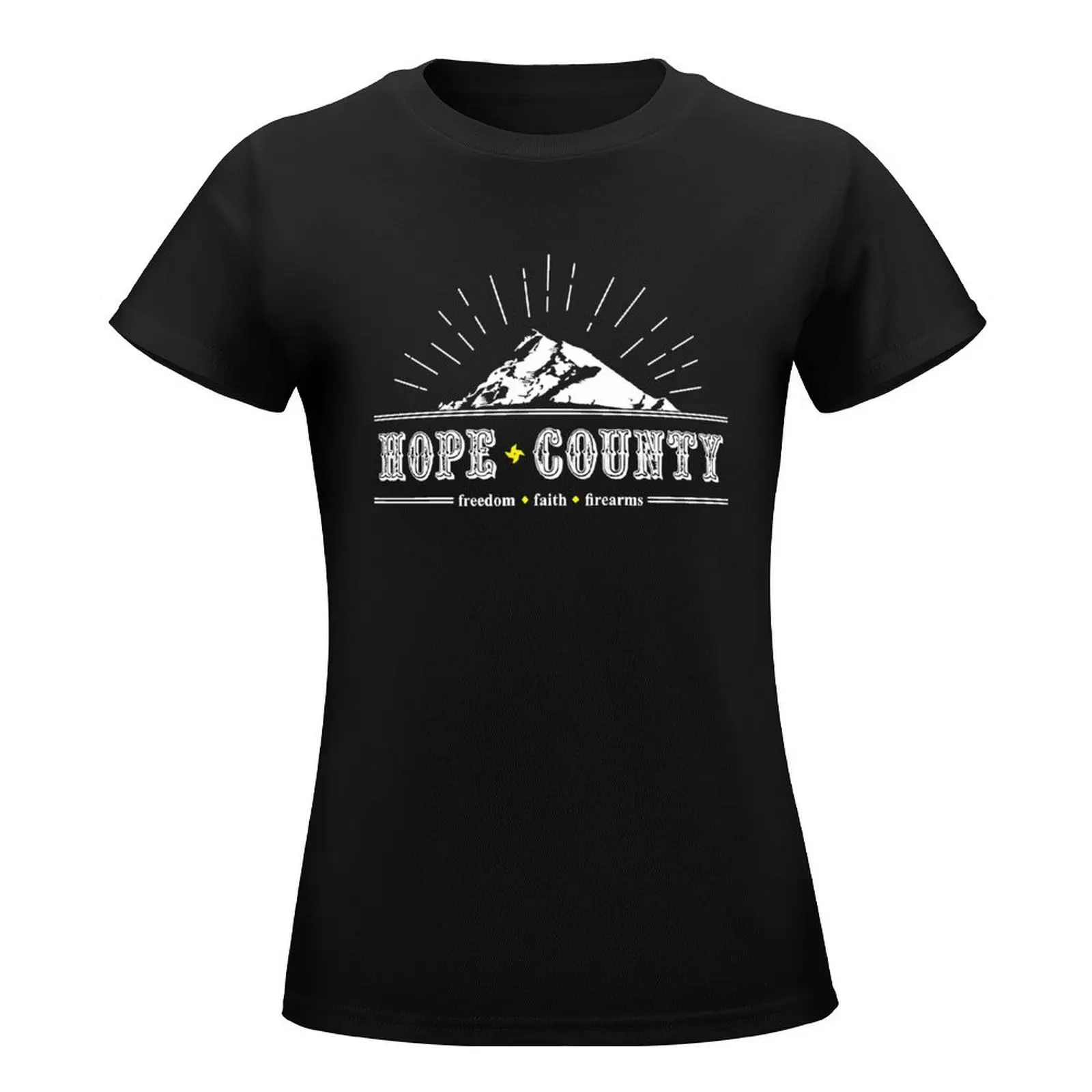 Welcome to the hope county T-Shirt funny tops plain t shirts for Women