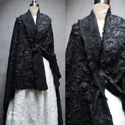 Black and white modern and classical art oil strokes three-dimensional relief jacquard texture designer fabric