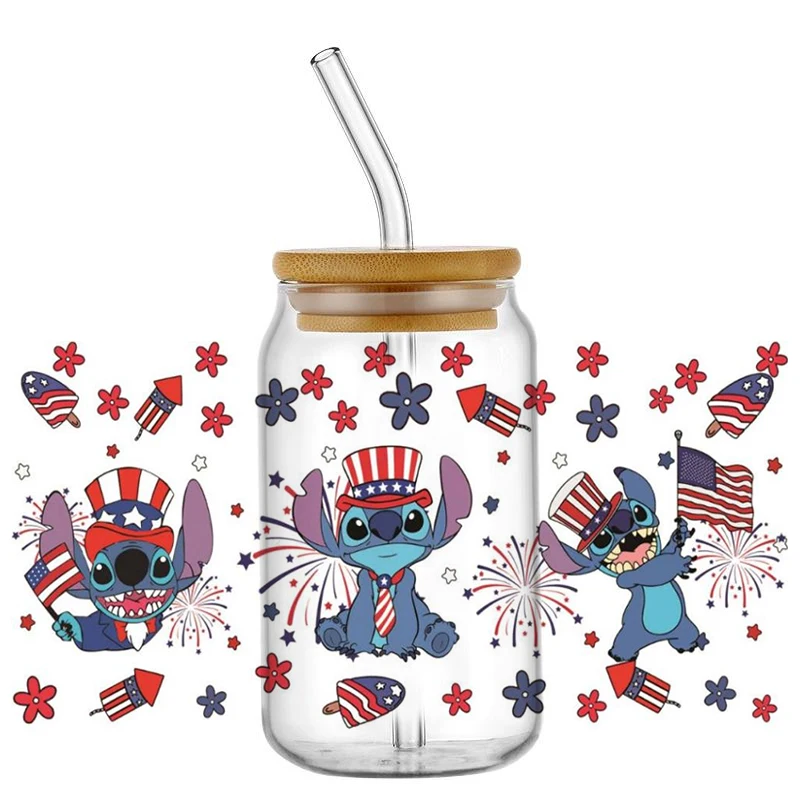 Flag element cute long ears 16OZ UV DTF Cup Wrap Transfers Stickers Durable Waterproof Logo For Libbey cup