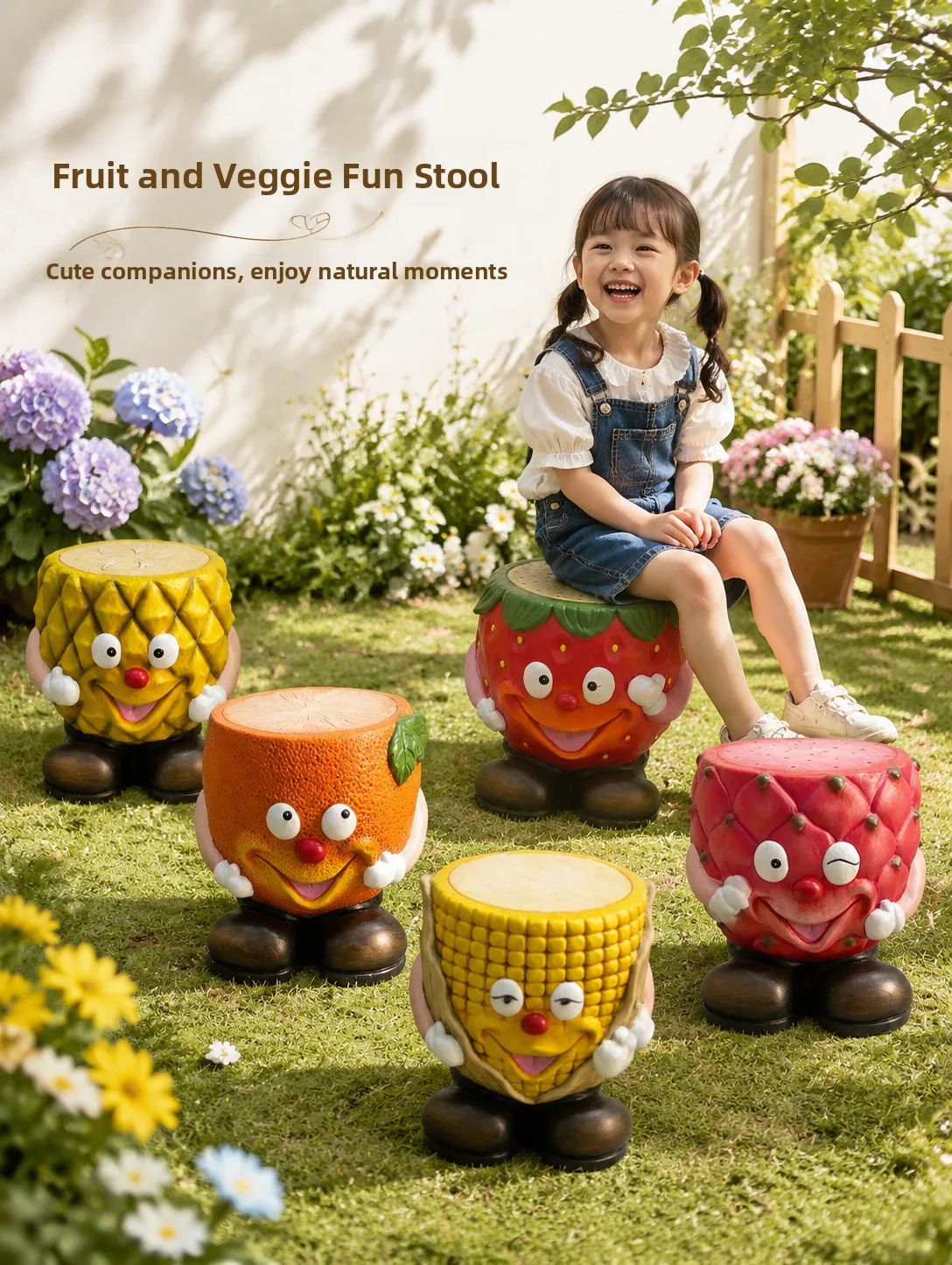 Outdoor Garden Decorative Stool Creative Fruit And Vegetable Shape Weatherproof Sun-resistant Eco-friendly Magnesium Oxide Ma...