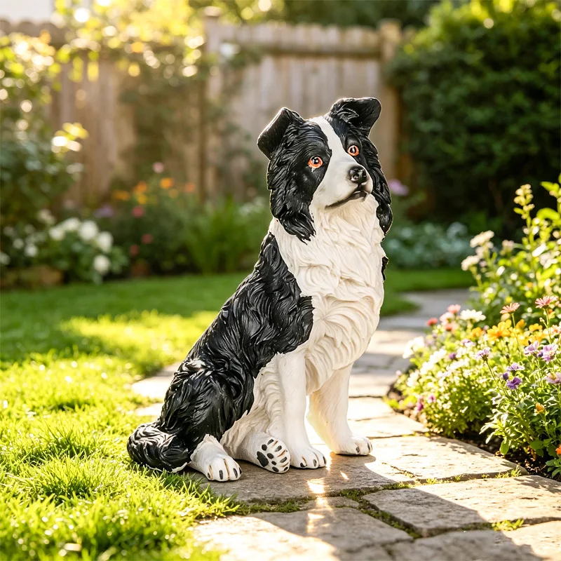 Oenux Simulation Large Springer Spaniel Figurine German Shepherd Model Realistic Pet Animal Big Statue Desk Display Collection