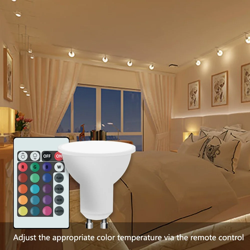 24-key remote control GU10 spotlight atmosphere light 16-color RGBLED multi-color bulb 85-265V home lighting dimmable