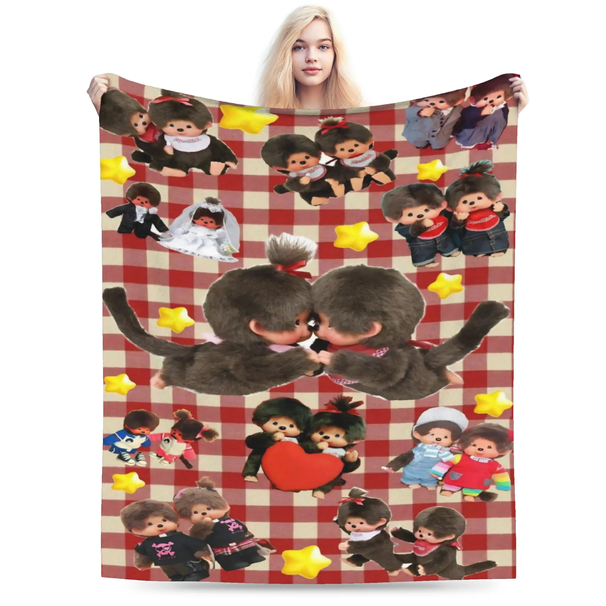 Monchhichies Blanket Ultra-Soft Velvet Cute Gifts  Throw Blanket Plush Thin Quilt