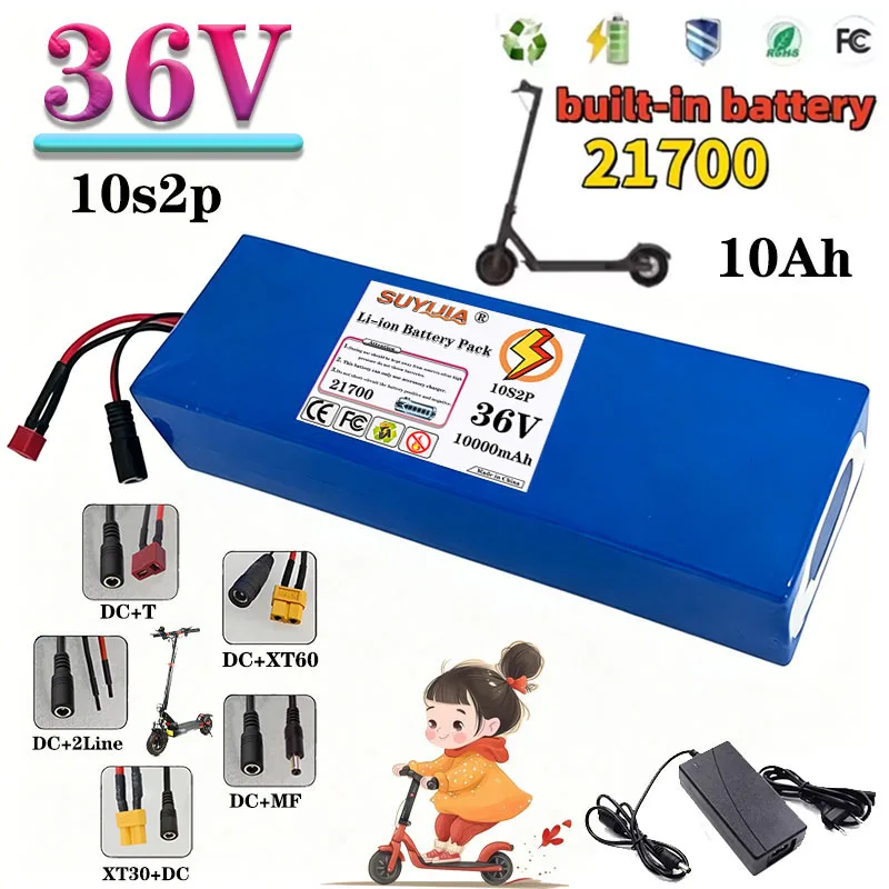 36V 10000mAh 21700 power battery built-in BMS electric bicycle large capacity battery 10S2P rechargeable battery