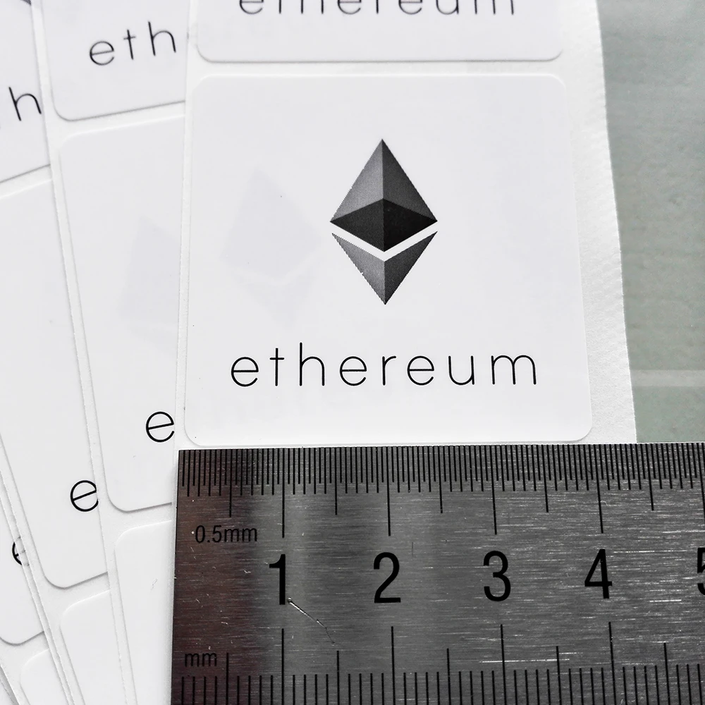 240pcs 4x4cm Ethereum Logo Label Sticker Art Paper Material Protected With Gloss Lamination Special Cryptocurrency Creation