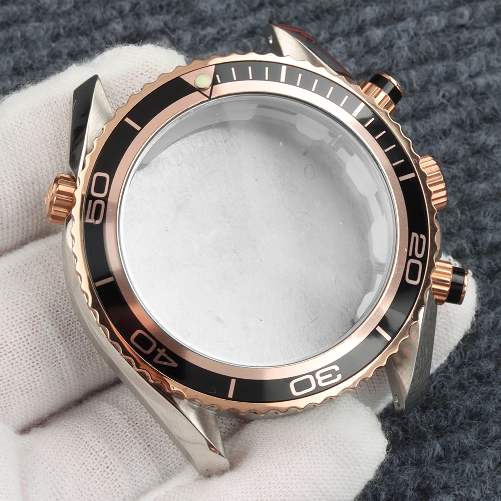 Rose Gold VK63 Case 45.5mm For Quartz Movement Chronograph Case Stainless Steel Bracelet For Seamaster 600 VK63 VK64 Movement