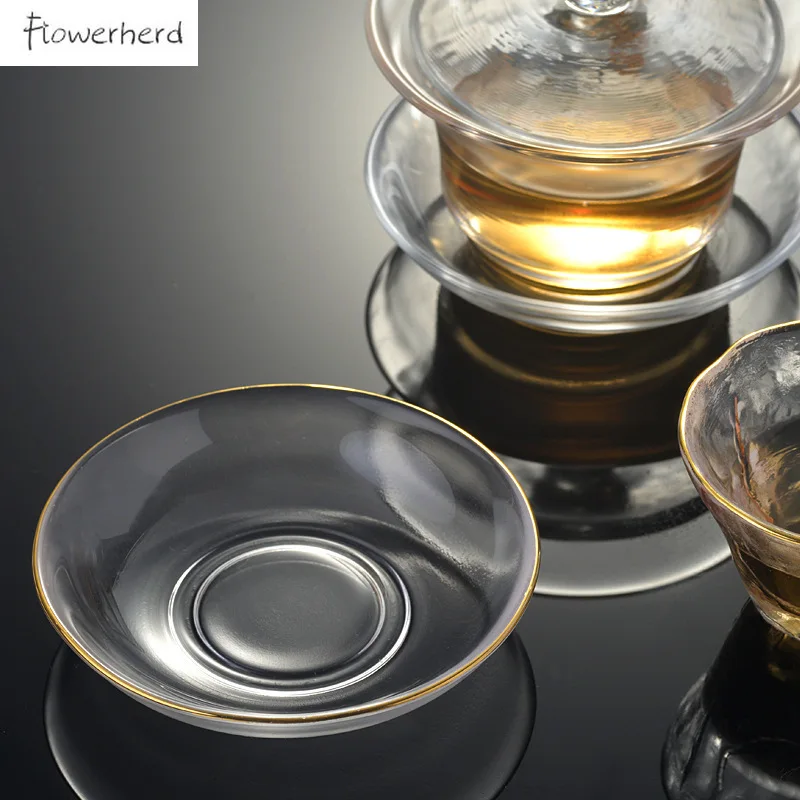 Japanese Style Round Insulated Glass Tea Mat Saucer Teaware Creative Kung Fu Tea Set Cup Holder Phnom Penh Saucer