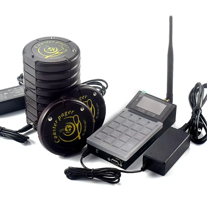 Wireless Calling Restaurant Coaster Pager System 800 Meters Long Range for Coffee Shop Guest Customer Queue Clinic