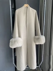 2025 Cappotto vintage in misto lana con cintura Cappotto lungo elegante da donna caldo Abbigliamento invernale da donna Capispalla moda Trench