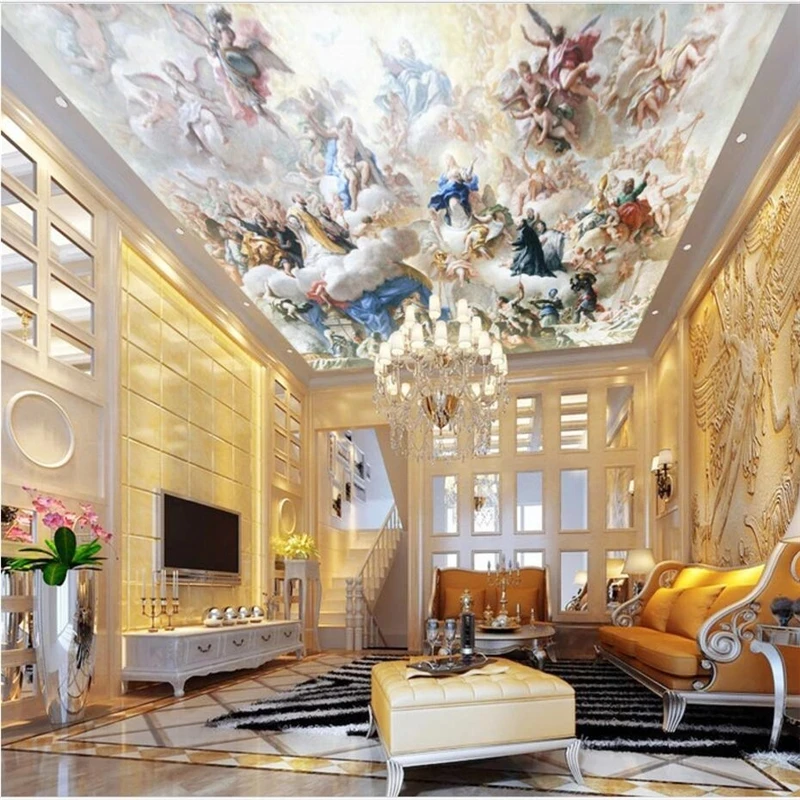 

Custom Size wallpaper living 3d wallpaper 3d European figure ceiling design modern backdrop wall decorate Murals Waterproof