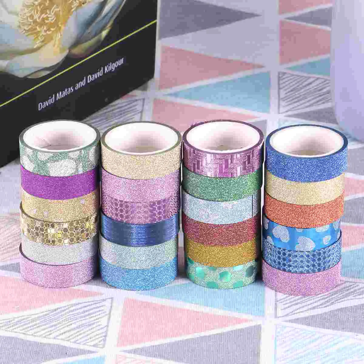 10 Pcs Stickers Adhesive Tape Glitter Masking Textured Paper Cute DIY Scrapbook