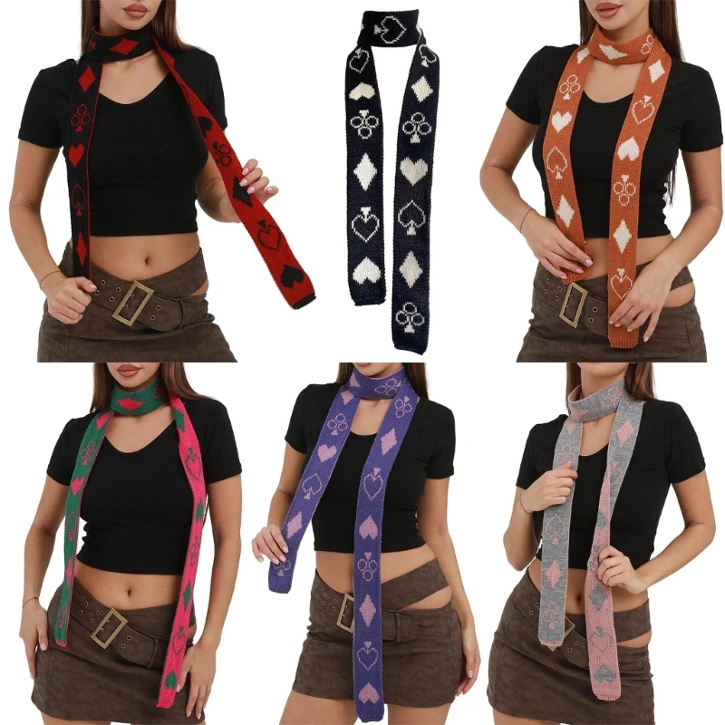 

Популярный шарф с покерным узором, женский шарф с фото, вязаный шарф, галстук в стиле Харадзюку