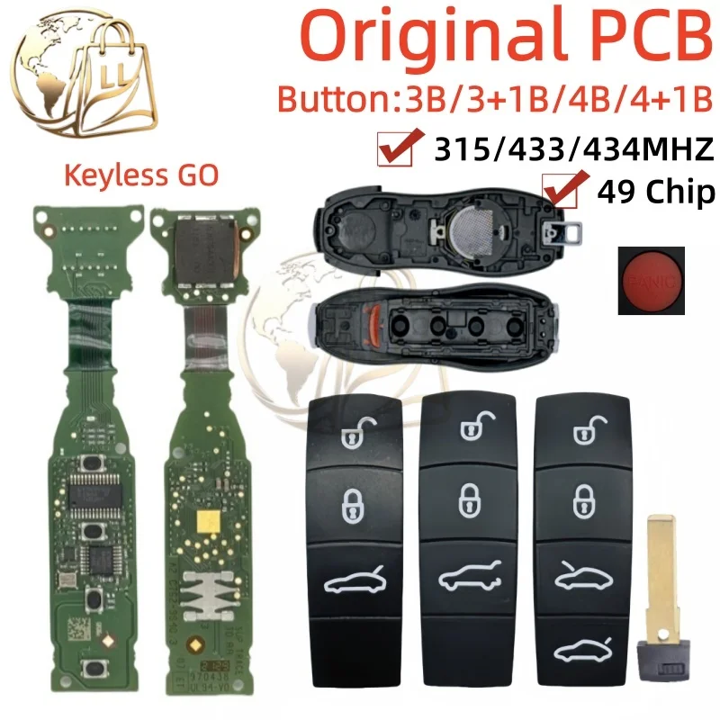 

Original PCB For Porsche 911 Cayman Macan Panamera 2010 -2017 315/433/434Mhz 7953P Chip Keyless Smart Key KR55WK50138