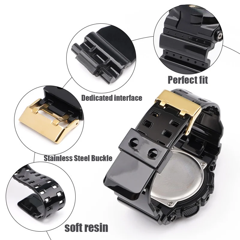 Resin Watch Strap For Casio G-SHOCK GA-100/110/140/200/400/700 Men Sport Watchband GD-100 G8900 GW-8900 16mm Silicone Watch Band