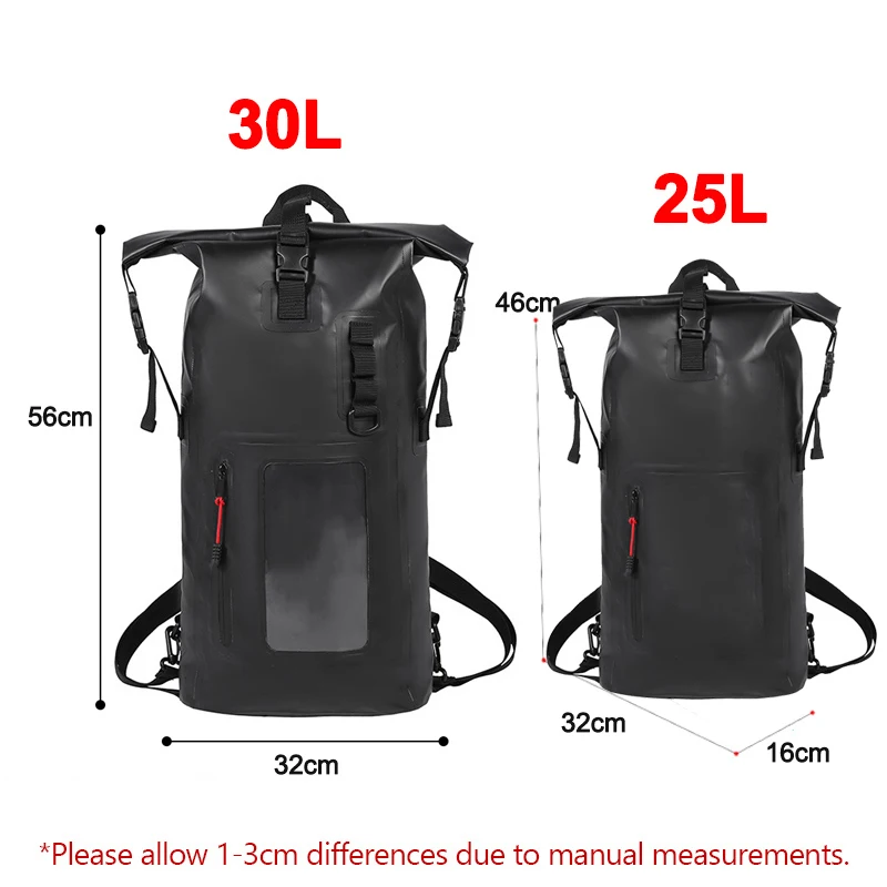 Bolsas secas impermeables de 30L y 25L con bolsillo de separación húmeda, mochila para kayak, canotaje, natación, bolsa para deportes al aire libre, paquete flotante