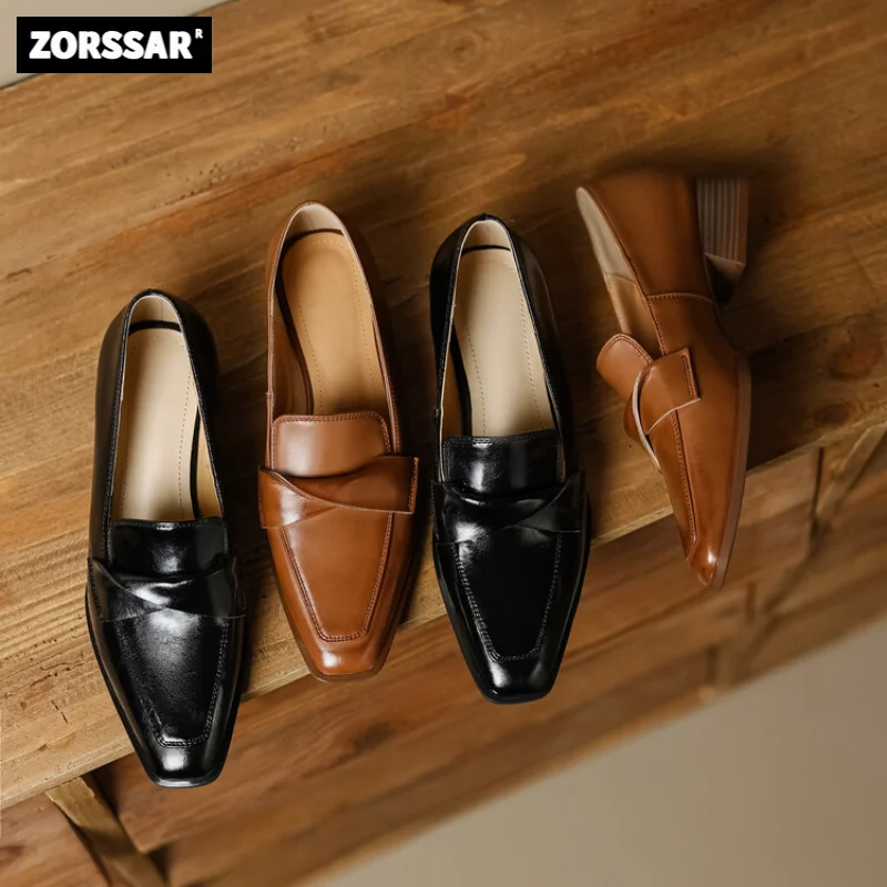 

Large Size 34-43 Women Flats Shoes Loafers Genuine Leather Women's Low Heels Slip On Footwear Female Pointed Toe Dress Shoes