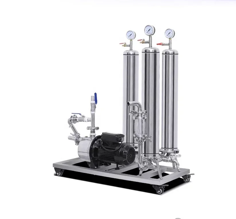 

To Sanitary Cartridge Microporous Membrane Stages Liquor Filtration Stainless Steel Filter Housing With Pump Trolley