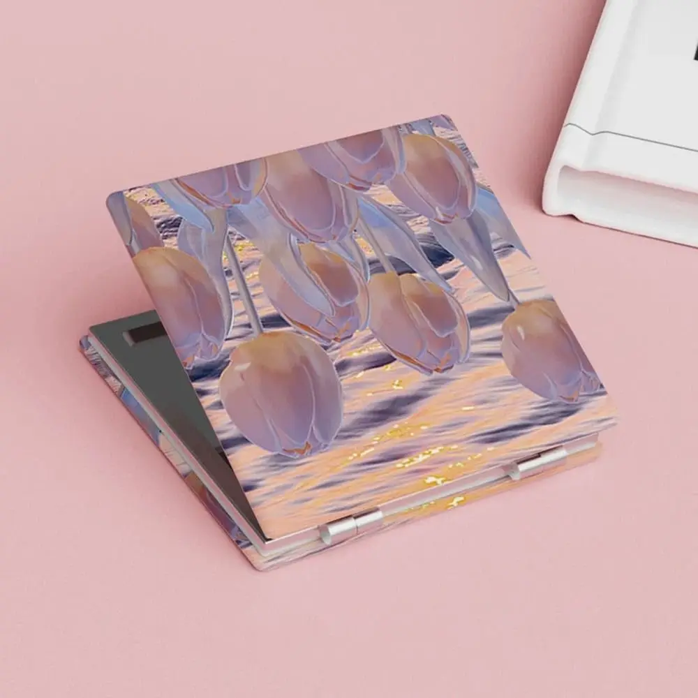 Tulip Square Makeup Mirror Oil Painting Magnifying Cosmetic Mirror Double-Sided Compact Folding Mirror Cosmetics Tools