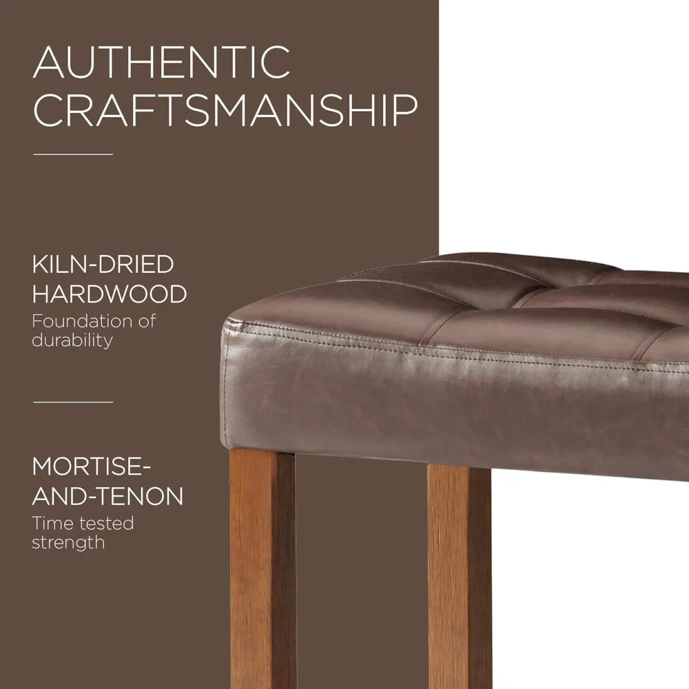 مقعد بدون ظهر بارتفاع 26 بوصة مع لمسة نهائية من قشرة الجوز الأصلية #5