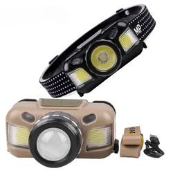 USB Rechargeable Induction Headlamp 5Modes XPE COB Adjustable Zoom Head Lamp Flashlight Work Camping Hiking Fishing Headlight